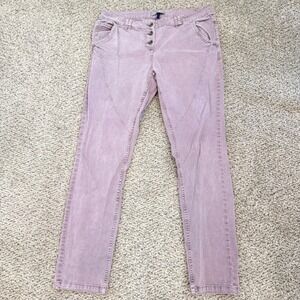 Cecil Womens Mauve Purple Button Fly Slim Fit Seam Detail Pants Size 33
